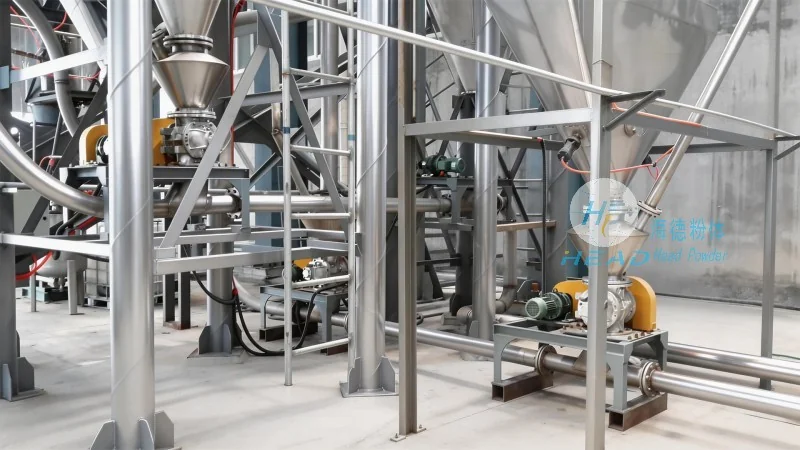 미카 분말 공압 운반 방식